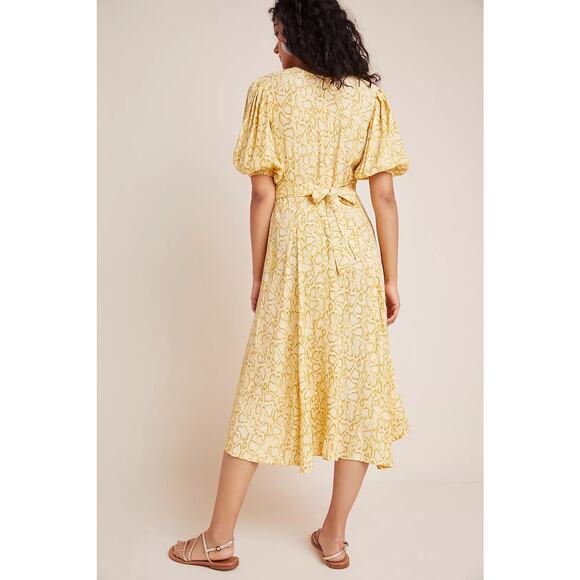 Faithful the Brand Yellow Delia Snake Print Midi Dress Size 6 Anthropologie - Picture 2 of 14